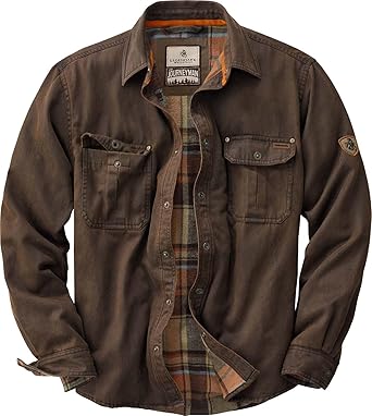 Legendary Whitetails Mens Flannel Lined Shirt Jacket Waxed Cotton Water Resistant Shacket