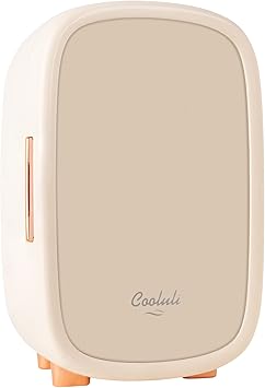 Cooluli Beauty 12L Skincare Fridge - for Makeup, Cosmetic & Facial Skin Care Products - for Women & Teen Girls - Pearl White Mini Fridge for Bedroom & Bathroom Vanity - Interior LED Lights