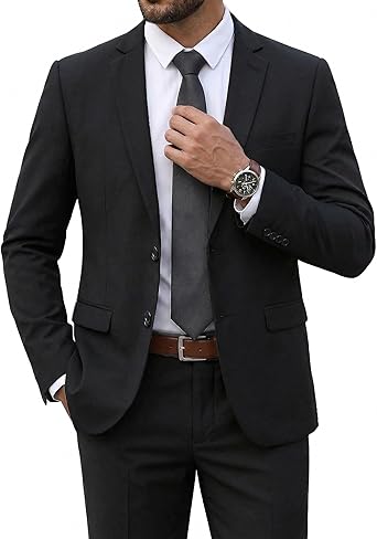 COOFANDY Men's 2 Piece Suits Classic Fit 2 Button Dress Suits Tuxedo Jacket Blazer for Wedding Business Dinner Prom