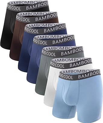 BAMBOO COOL Men's Ultra Breathable Underwear,No Riding Up Boxer Briefs with ComfortFlexible Waistband,Multipack