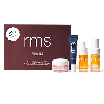 RMS Beauty Skincare Secrets Kit - 4-Piece Vitamin C Discovery Set - Kakadu Beauty Oil, Luxe Cream, Serum Mist & Full-Size Lip Mask - Gift Set