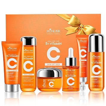 6-Piece Skincare Set for Women, Complete Daily Face Care Routine with Cleanser, Toner, Serum, Eye Cream, Lotion & Cream, Vitamin C, Niacinamide, Collagen & Hyaluronic Acid Beauty Gift Set
