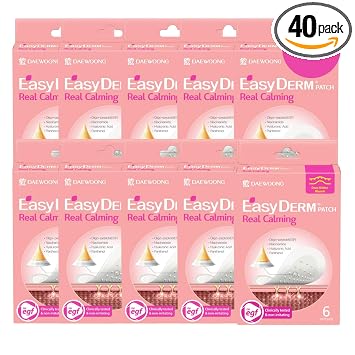 Easyderm Real Calming Patch Pimple Patches, Niacinamide, Hyaluronic Acid, EGF, K-Beauty Skincare | 10 Packs (60 Total) Micro Point length : 285μm Summer & Travel Essentials