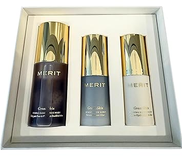 MERIT The Mini Great Skin Trio – Limited Edition Skincare Set with Double Cleanse Face Wash (15 ml), Instant Glow Serum (15 ml), and Priming Moisturizer (50 ml)