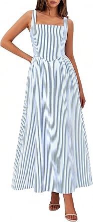PRETTYGARDEN Women's Maxi Dress Summer Striped Sundress 2026 Spring Smocked A Line Long Flowy Beach Vacation Party Dresses