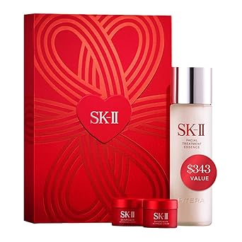 SK-II Timeless Beauty Skin Care Set - Limited-Edition Anti-Aging Skincare Kit with Full-Size Facial Treatment Essence (7.7 oz) + 2 Mini Advanced Creams (0.5 oz) - Japanese Skin Care Travel & Gift Set