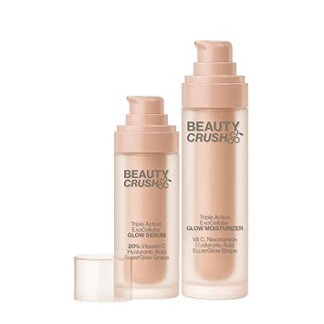 Beauty Crush ExoCellular Skincare Set: Triple Action Antioxidant Serum + Glow Moisturizer with Peptides, Vitamin C, Niacinamide & Hyaluronic Acid, 2-Piece