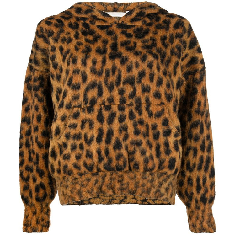 2023 New Design Hoodie Polar Fleece Ladies Plus Size Stand Women Leopard Winter Hoodie Outdoor Wear Plain Dyed Woolen Regular 