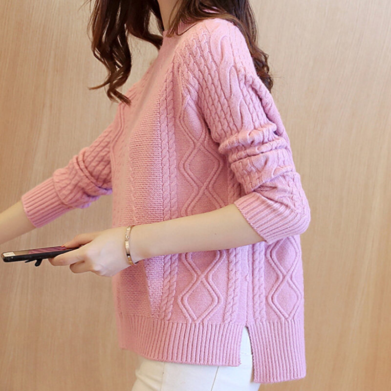 Autumn and Winter Sweater Women's Thickened Korean Style Loose Pullover Bottoming Shirt 2022 New All-Match Split Sweater Coat Fashion